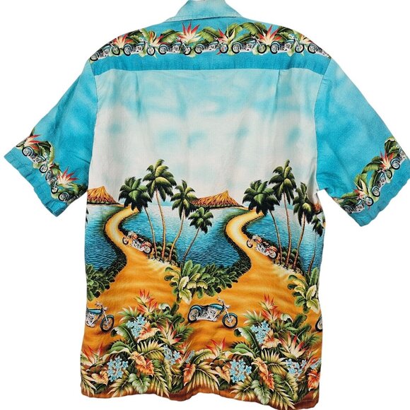 Mens M Hawaiian Shirt Beach VTG Bright Tropical Resort Vacation Colorful Holiday - Picture 2 of 14